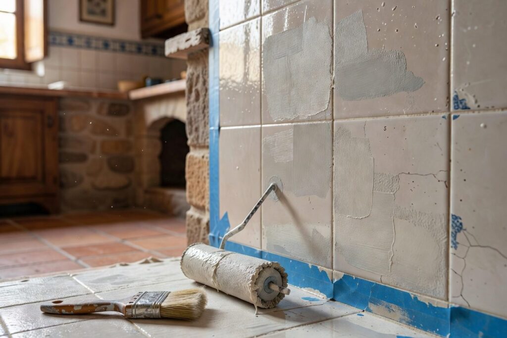 Detalle: Pintar azulejos de cocina o baño: cuándo funciona y cuándo no